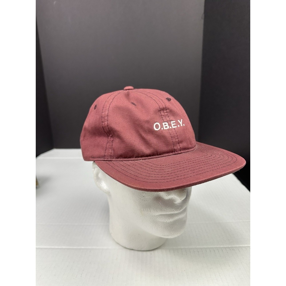 Obey Burgundy O.B.E.Y. Embroidered Logo Cap